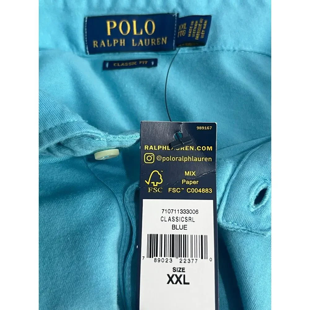 Polo Ralph Lauren Polo Shirt XXL Blue Classic Fit Work Golf Casual NWT